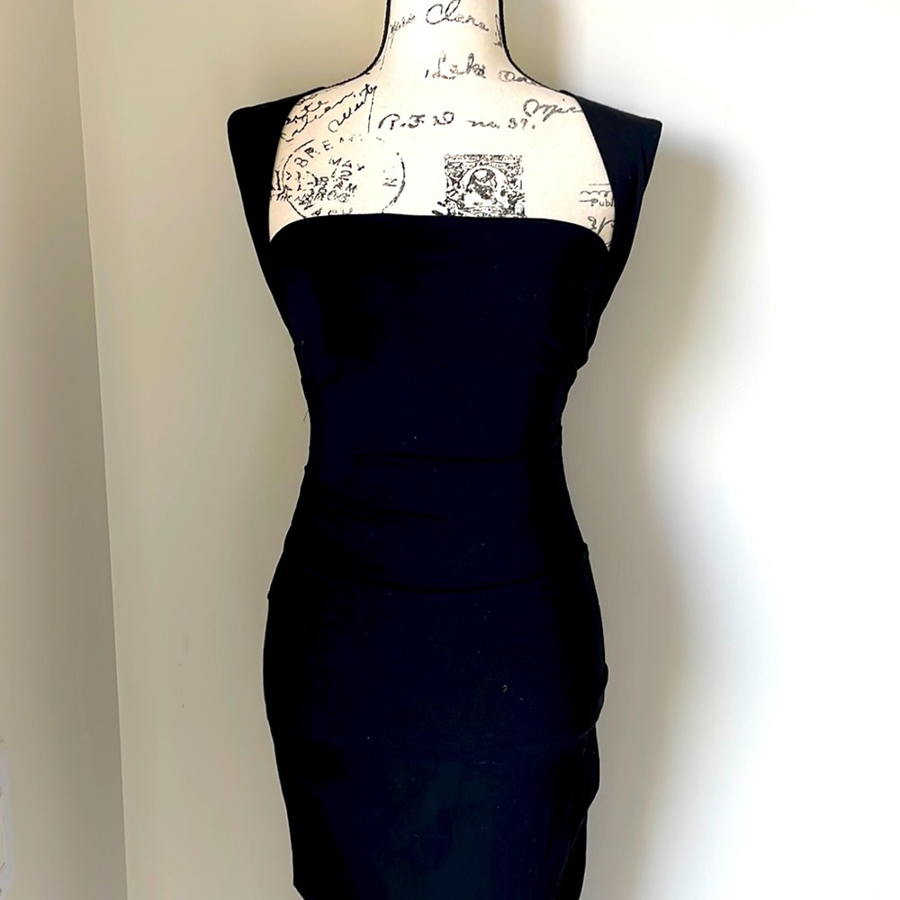 EUC Nicole Miller Square Neckline Jersey Black Dress- XS